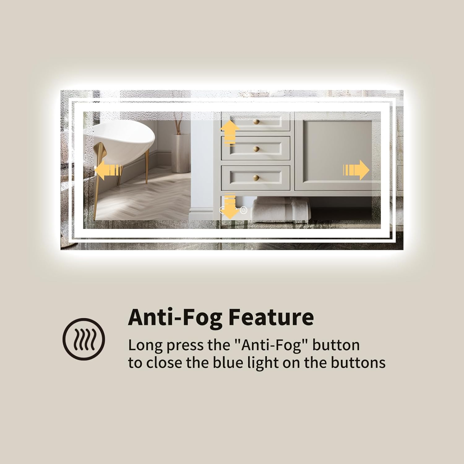 WTTY 72''x36'' LED Bathroom Mirror with Lights, Large Dimmable Led Mirror for Bathroom with Front + Backlight, Lighted Bathroom Vanity Mirror for Wall with Anti-Fog, Memory, Shatter-Proof, ETL Listed