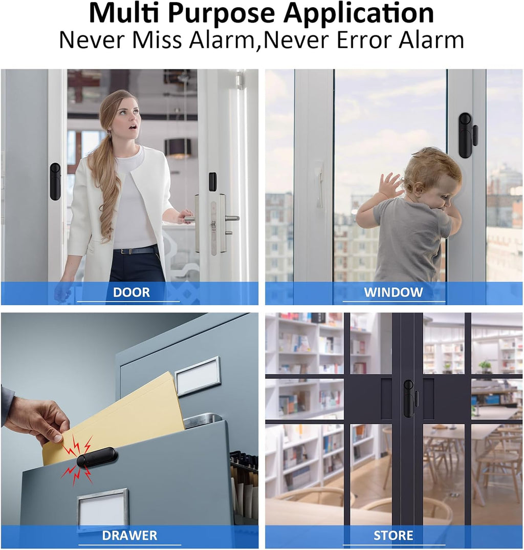 Window and Door Alarm When Opened (5 Pack) for Kids Safety/Home Security, Sliding Glass Front Door Opening Sensor Alarms for Dementia, 120dB Burglar Alert, Ideal for Business, Garage, Apartment, Black