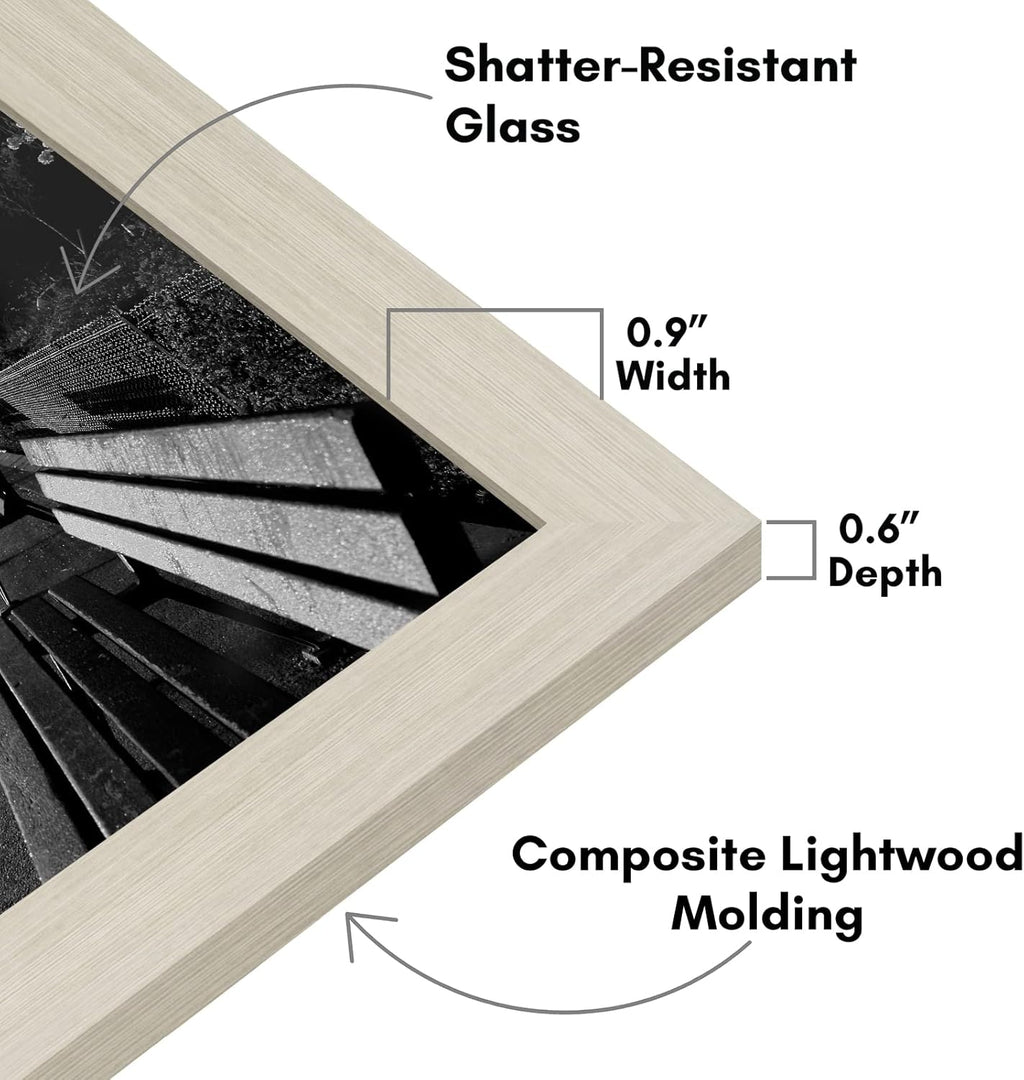 Americanflat 8x12 Picture Frame with Shatter-Resistant Glass - Signature Collection - Gallery-Style Frames Made of Engineered Wood - Photo Frame for Tabletop and Wall Display - Light Wood