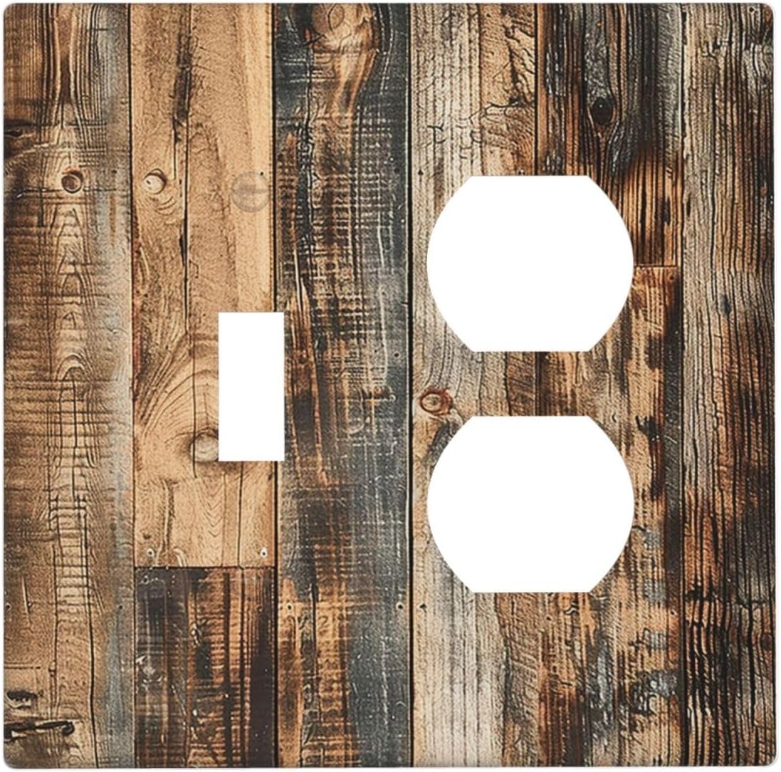 Wallplates Rustic Brown Wood Pattern Splice Plank 1 Toggle 1 Duplex Switch Plate Electrical Gfci Faceplate Decorative Light Switch Covers For Farmhouse Cabin Decor