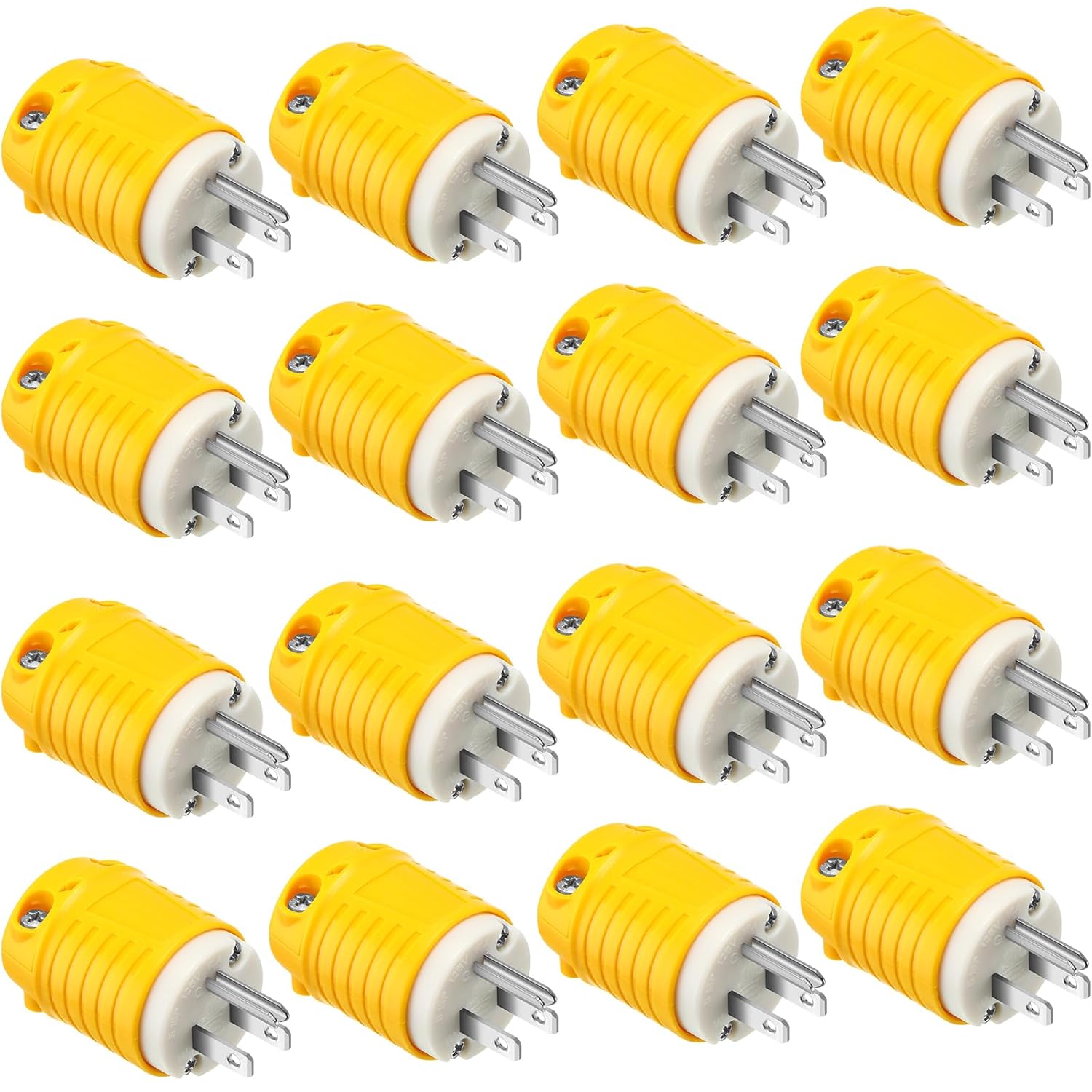 Sherr 16 Pcs Extension Cord Ends 15A 125V 2 Pole 3 Wire Heavy Duty Replacement Male Plug Female Connector Set 5-15P 5-15R Straight Blade Plug Grounding Type/ETL Listed (Male)