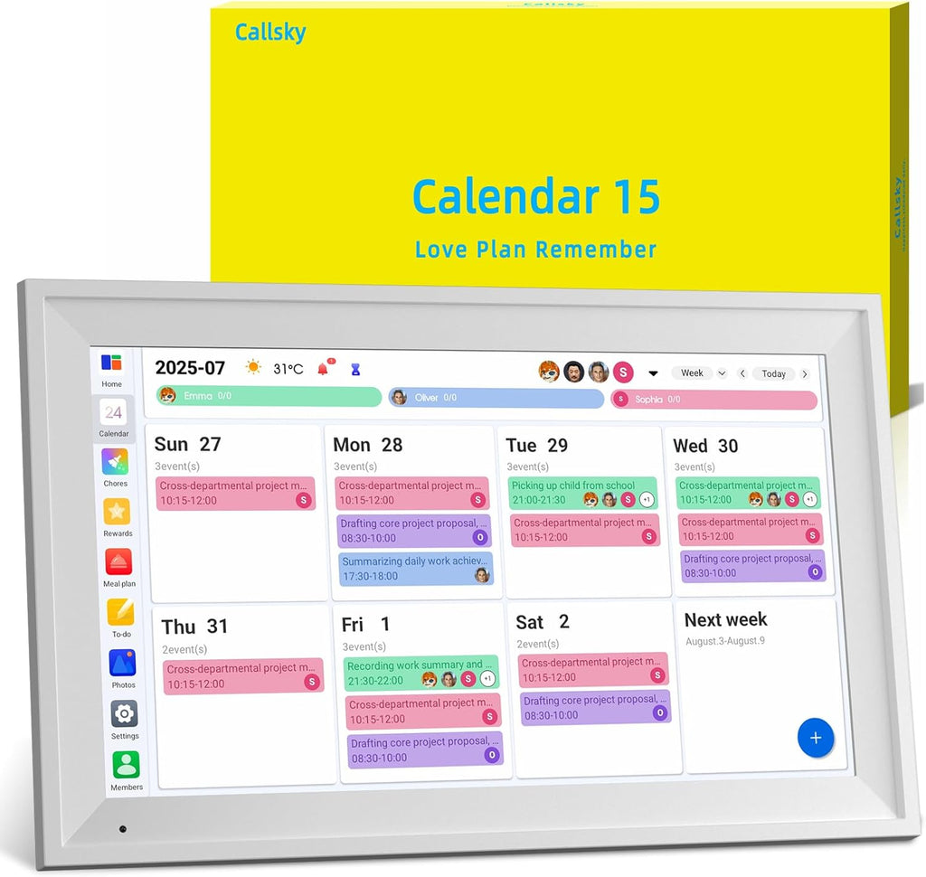 15.6 Inch Digital Calendar - Full HD IPS Smart Touchscreen Family Planner with Octa Core & 64GB, offering an Anti-Glare Electronic Calendar, Chore Chart, and Multi-Sync—Perfect Christmas Gift for Home