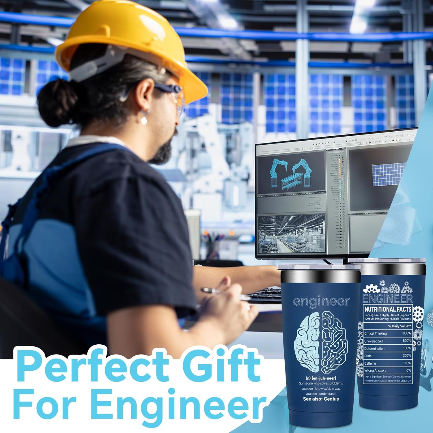 Fufandi Engineer Gifts, Mechanical Engineering Gifts for Men - Civil Engineering Student Graduation gift, Retirement Present for Engineer - Tumbler Cup 20oz