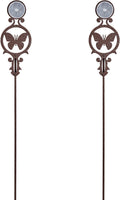 Touch of Class Pathways Reflective Driveway Marker Stake Set of Two for Outdoor Use | Butterfly Emblem Design | Personalized Tall Reflector Set of 2 | Weathered Bronze Durable Finish