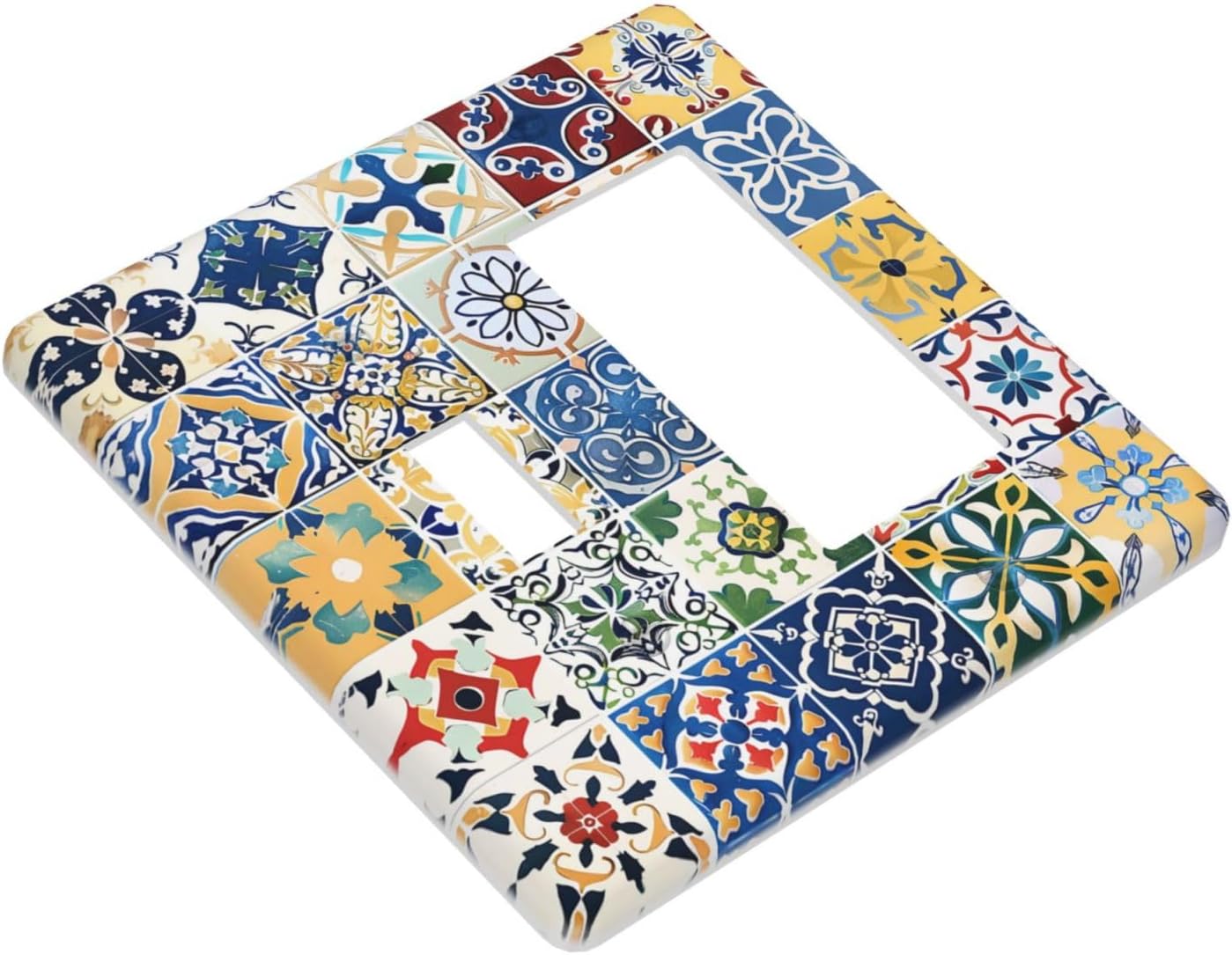 Outlet Covers Moroccan Traditional Mexican Talavera Til 1 Toggle 1 Rocker Combination Decorative Wall Plate Electrical Switch Plates Light Switch Cover Plate for Kitchen Home Decor