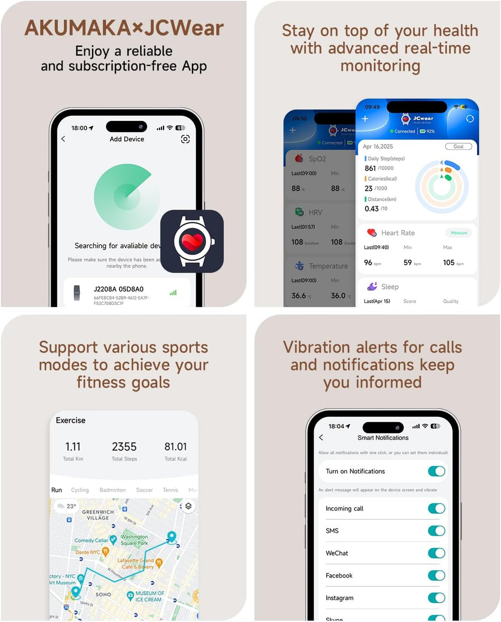 Health Fitness Tracker, Wearable Activity Step Tracker for Men Women, Continuous Sleep/ Heart Rate/ SpO2/ Stress/ Blood Pressure Monitor, IP68 Multiple Sports Modes Watch, Free App for Android iPhone