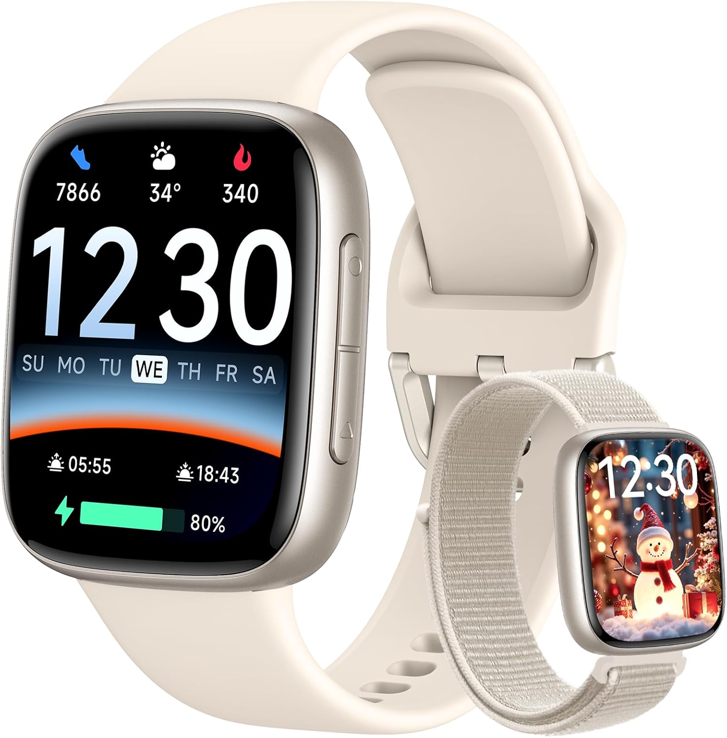 Fitpolo Smart Watch, 1.85" AMOLED Fitness Tracker with Bluetooth Call, Heart Rate/Sleep/SPO₂ Monitor, 100+ Sports Modes, 3ATM Waterproof Smartwatch for Android/iPhone/Samsung, Includes 2 Bands
