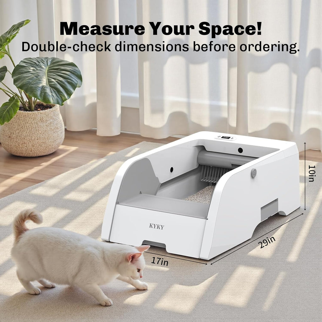S6 Self Cleaning Litter Box, Upgraded Automatic Cat Litter Box Self Cleaning That Can Use Clumping Cat Litter, Open Design with Cats Taking to It Immediately, Anti Pinch and Odorless(Light Gray)