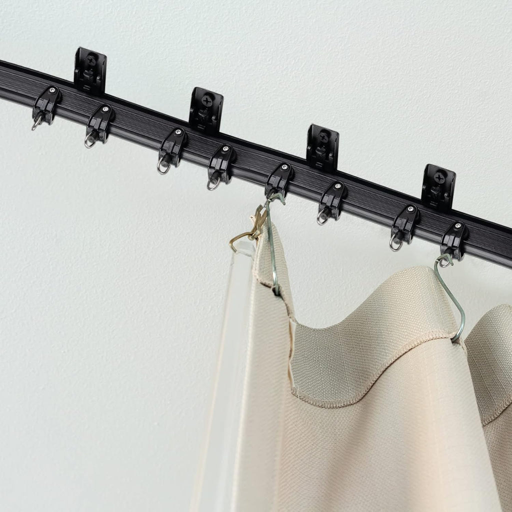 Jetec Curtain Tracks Ceiling Flexible Curtain Track Bendable Rail Curved Wall Mounted for Living Room Bedroom Divider Rod RV(20 Meter/ 65.6 Feet,Black)