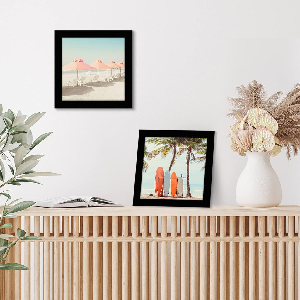 Americanflat 7x7 Picture Frame with Shatter-Resistant Glass - Signature Collection - Gallery Style Frames Made of Engineered Wood - Square Frame for Tabletop and Wall Display - Black