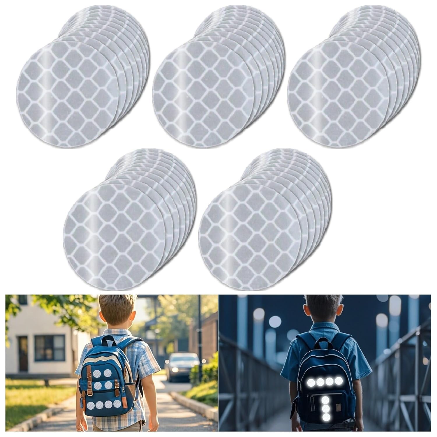 Non Fading White Reflective Stickers 2-inch Diameter Round Reflector, Outdoor Waterproof High Visibility Warning Adhesive Tape (50 Pcs)