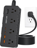 Power Strips with Surge Protection, 5FT Extension Cord with Multiple Outlets-8 AC Outlets 4 USB Ports (2 USB C), Flag Plug, 1700 Joule Surge Protector for Home Office, Black