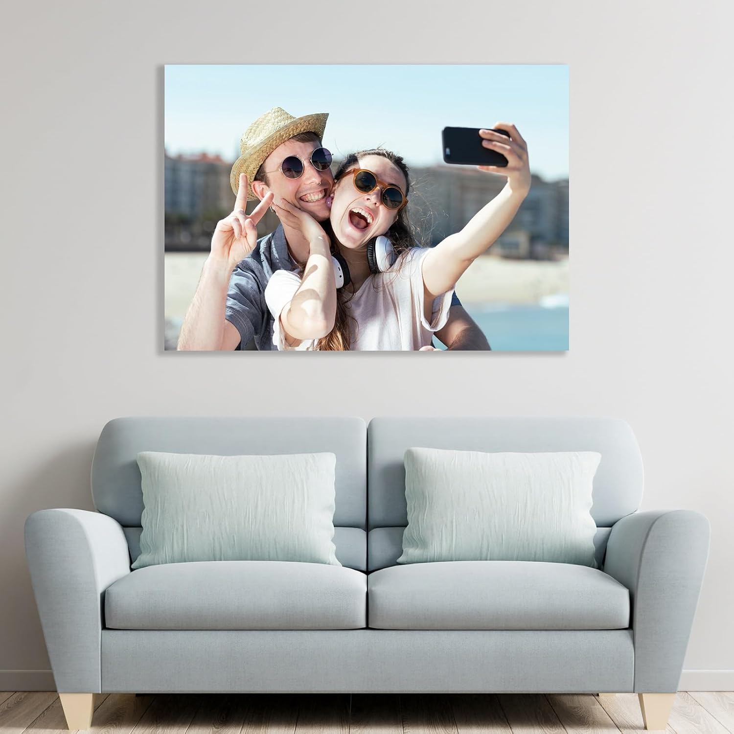 Custom Metal Photo Prints Customized photo gifts with Natural Bamboo Base,Personalized Picture Gifts for Family and Lovers by 12-Color HD Printing Technology -Gift Wrapping Available-Same day Pick up