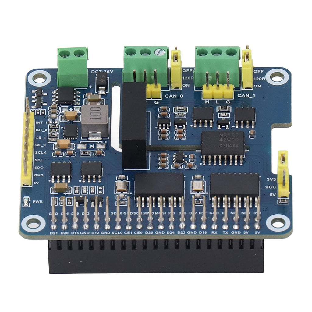 Generic CAN Bus Expansion Board, Dual Chip Stackable 2-Channel CAN Interface Communication 2 Channel Isolated Expansion Module Board for Pi WH 2B 3B 3B+