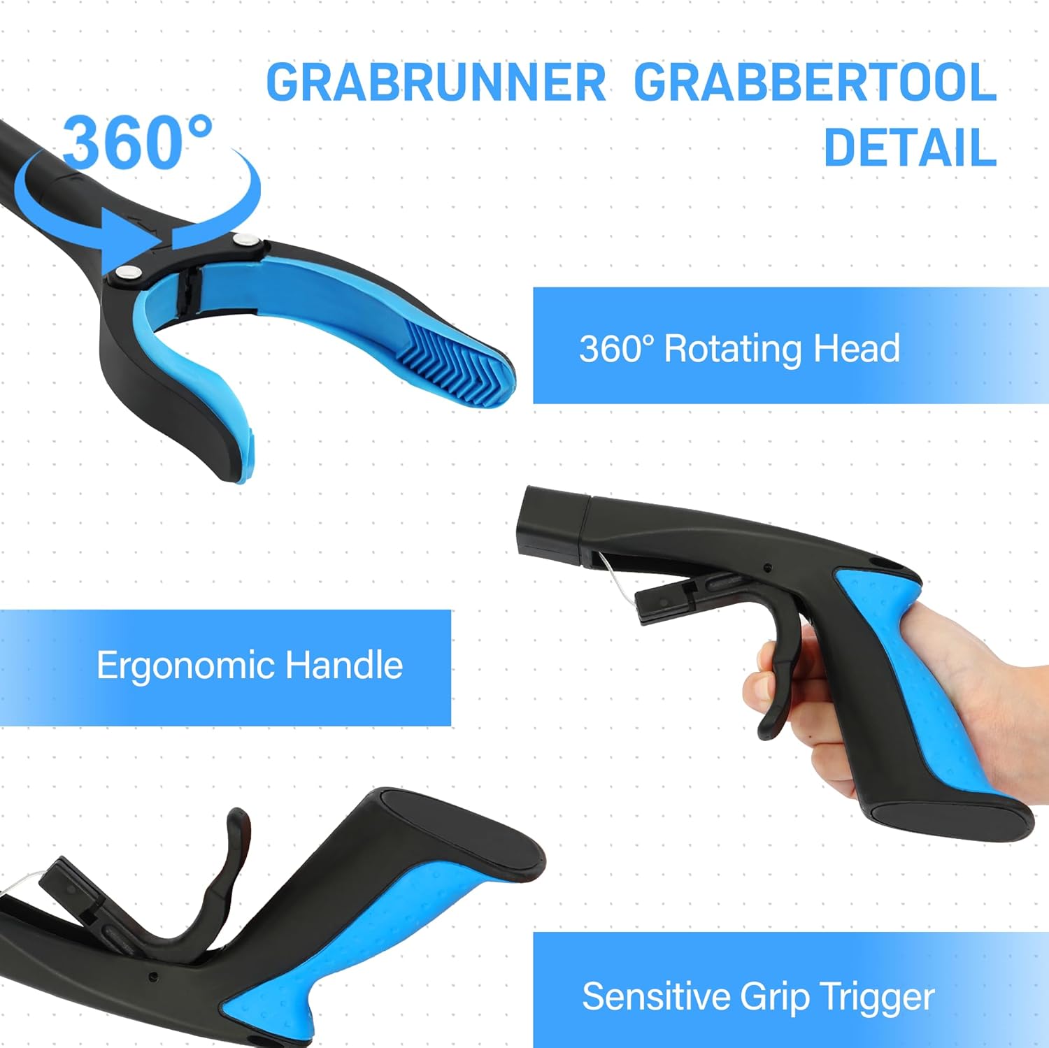 Grabber Reacher Tool - 32” Reacher Grabber Tool with Strong Magnetic and Swivel Head - Heavy Duty Pick Up Stick Grabbers for Seniors, Surgery Recovery Must Haves Gifts(Red + Blue)