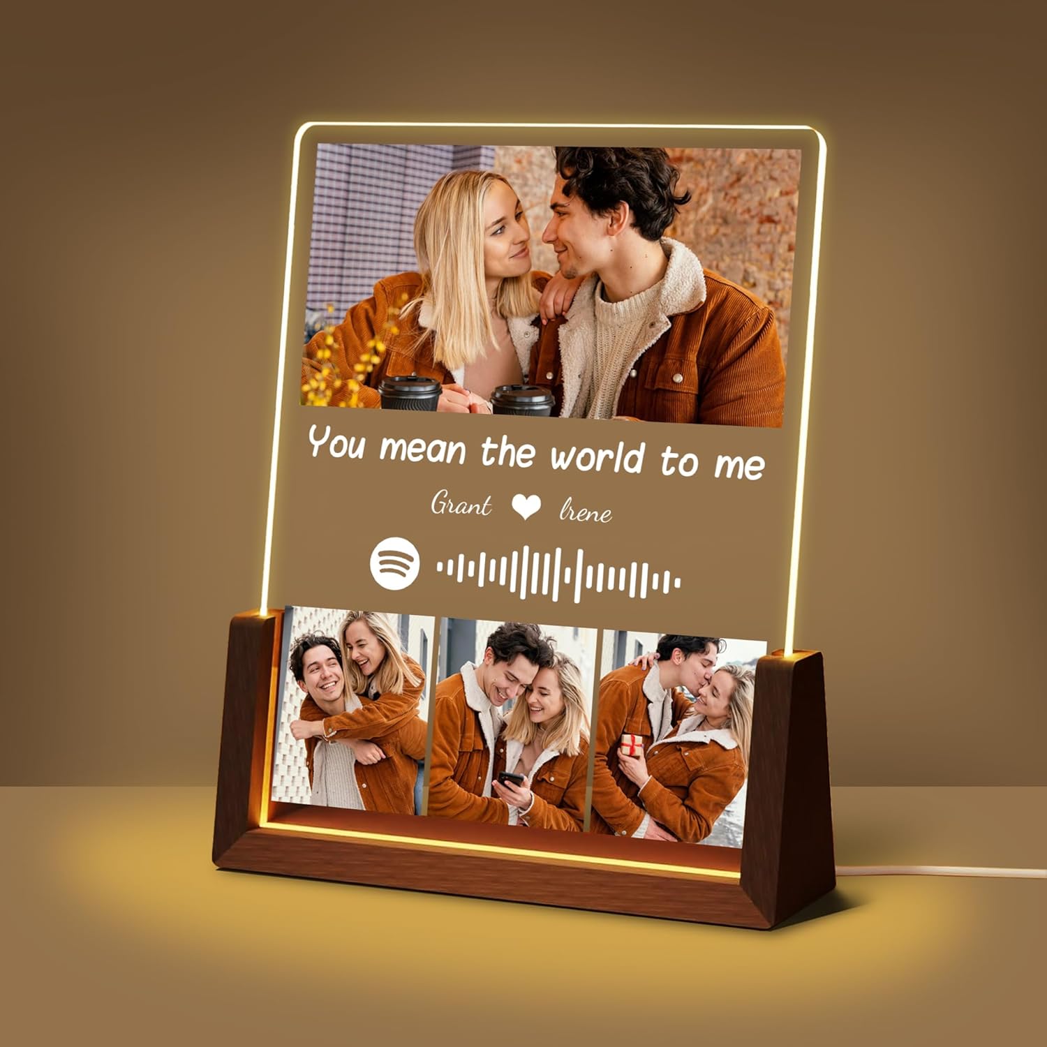 Personalized Couple Birthday Gifts For Boyfriend Girlfriend Him Her, Custom Acrylic Spotify Plaque With Photo Name, Customized Light Up Picture Frame, Anniversary Christmas Gifts For Women Men
