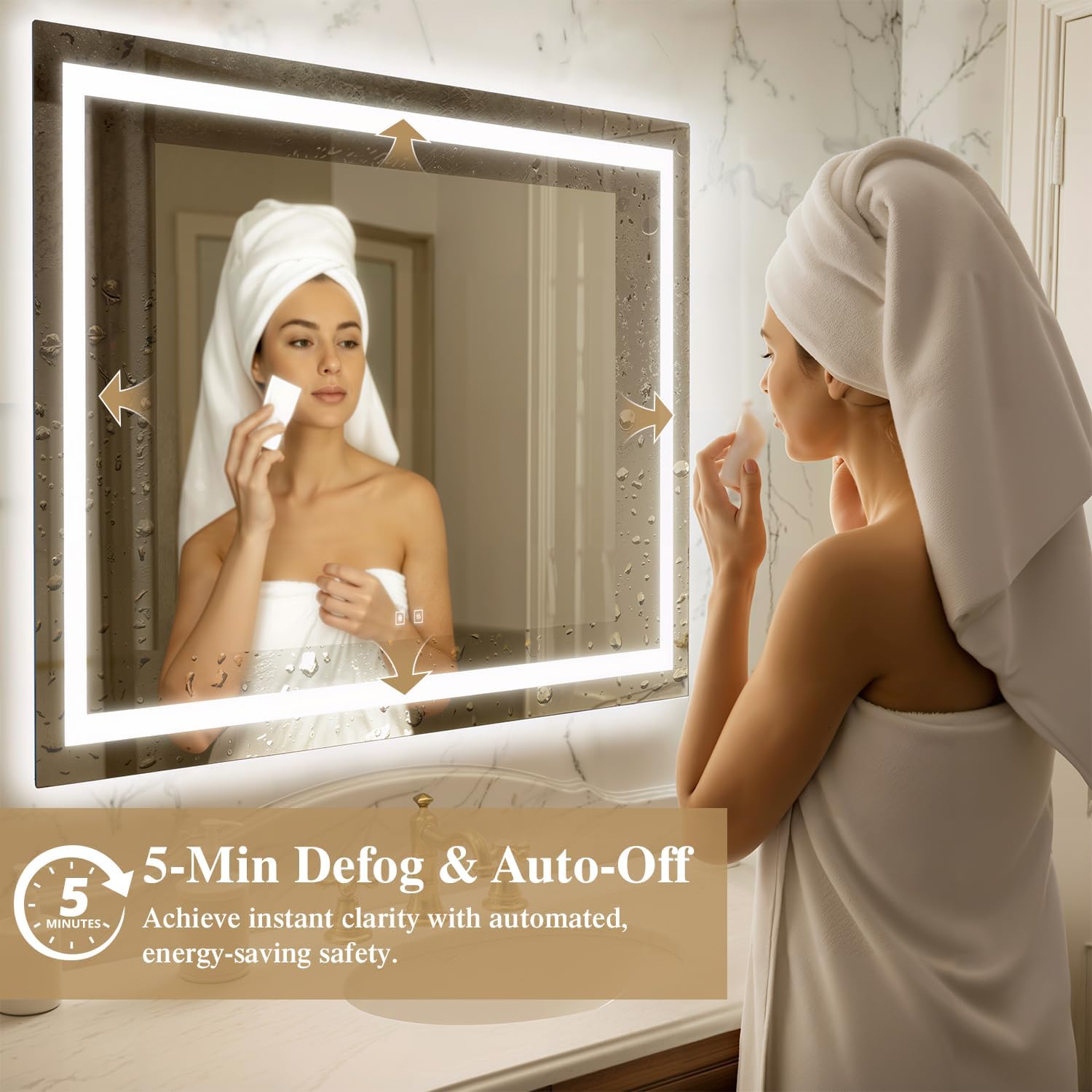 60X36 Inch LED Bathroom Mirror with Lights, Frontlit+ Backlit Bathroom Vanity Mirror for Wall, Ultra-Clear Tempered Glass, Shatter-Proof, Anti-Fog and Memory Function, ETL Listed