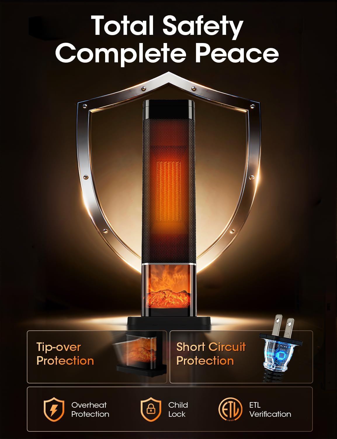 Manastin Space Heaters for Indoor Use, Electric Heaters with Remote, Adjustable Thermostat, 120° Oscillation, 24H Timer, Child Lock & Safety Protection, Portable Heater for Large Room, Office, Garage