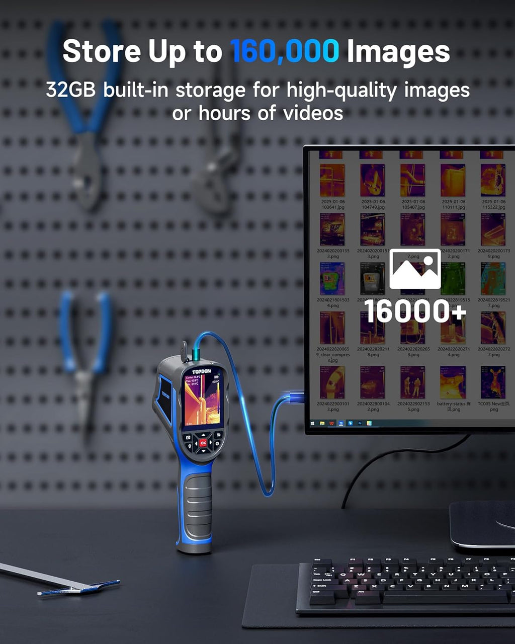 TOPDON Thermal Imaging Camera TC004 SE - 256x192 IR Resolution, 21Hrs Runtime & 32GB Storage with Video Recording, PC Analysis for Electrical/HVAC/Building Inspection