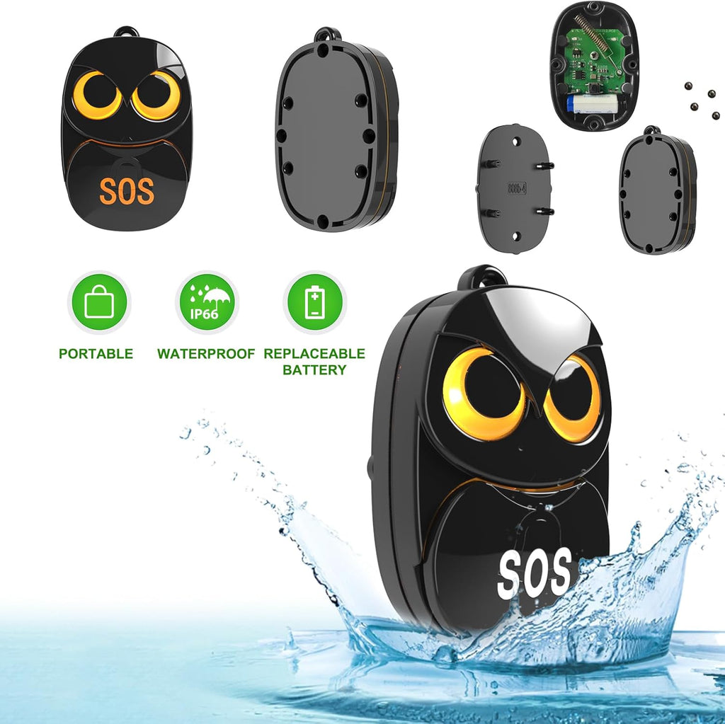 HTZSAFE Caregiver Pager Wireless Call Button 500+ Feet, SOS Alert Nurse Calling Elderly Fall Help System for Patient/Disabled Monitoring at Home, IP55 Waterproof, 2 Transmitters + 2 Receivers, Black