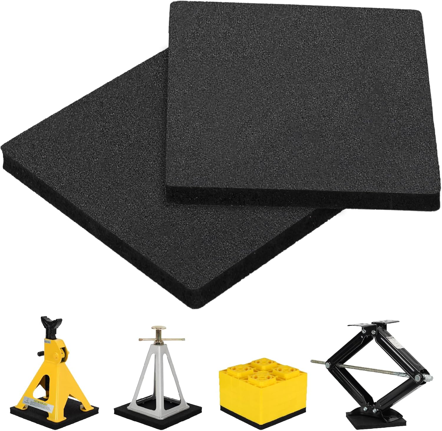 OULEME RV Leveling Block Flex Pads, 8.5” Rubber Jack Pads, Anti-Vibration & Anti-Slip Mats, for Camper Travel Trailer Jacks & Stands & Stabilizers on Uneven Surfaces, 2-Pack