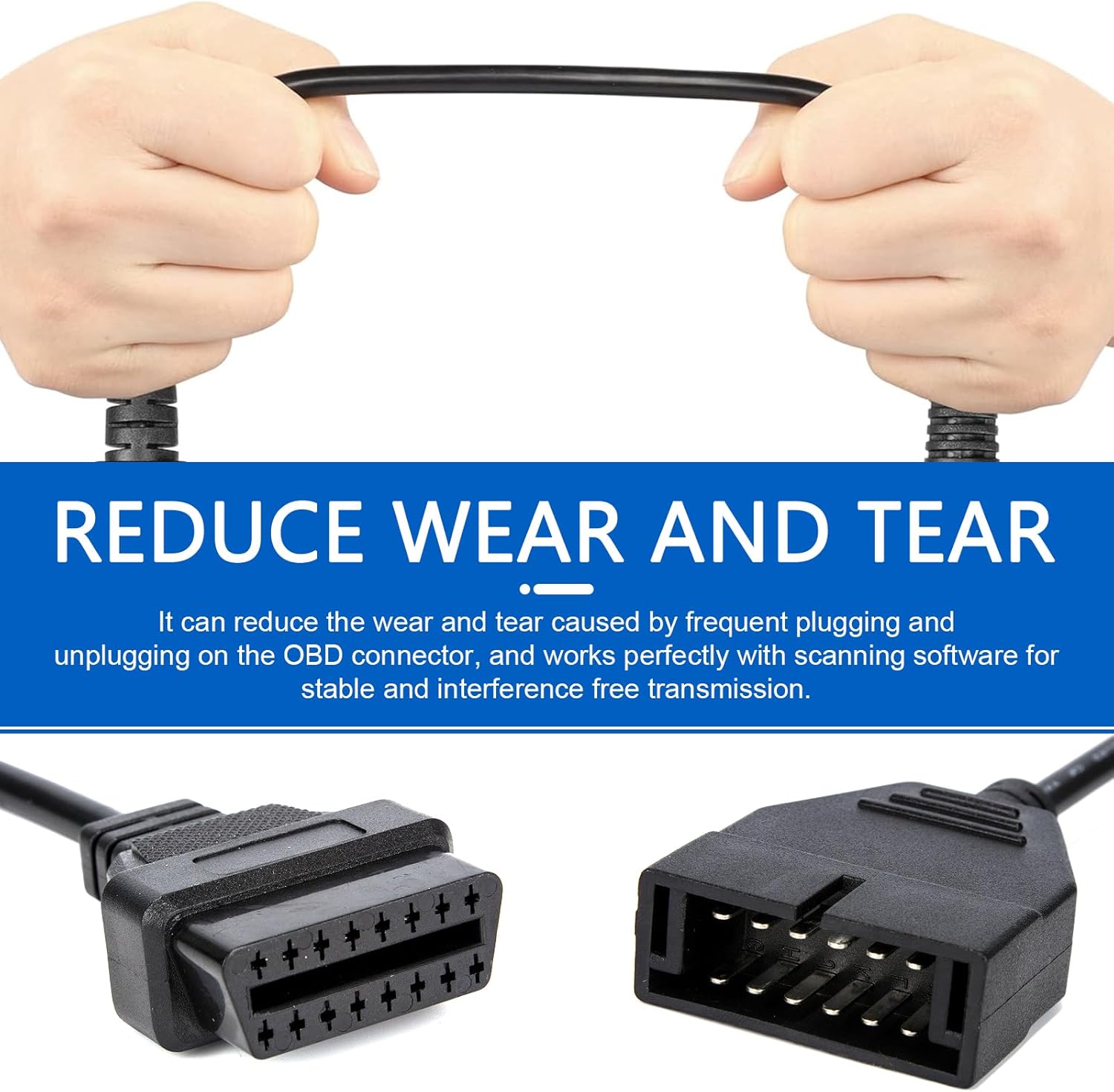OBD1 Scanner, 12 Pin OBD1 to 16 Pin OBD2 Connector, Scanning Diagnostic Extension Tool Cable Code Reader, Replacement for GM Plug and Play Convertor Adapter (Black)