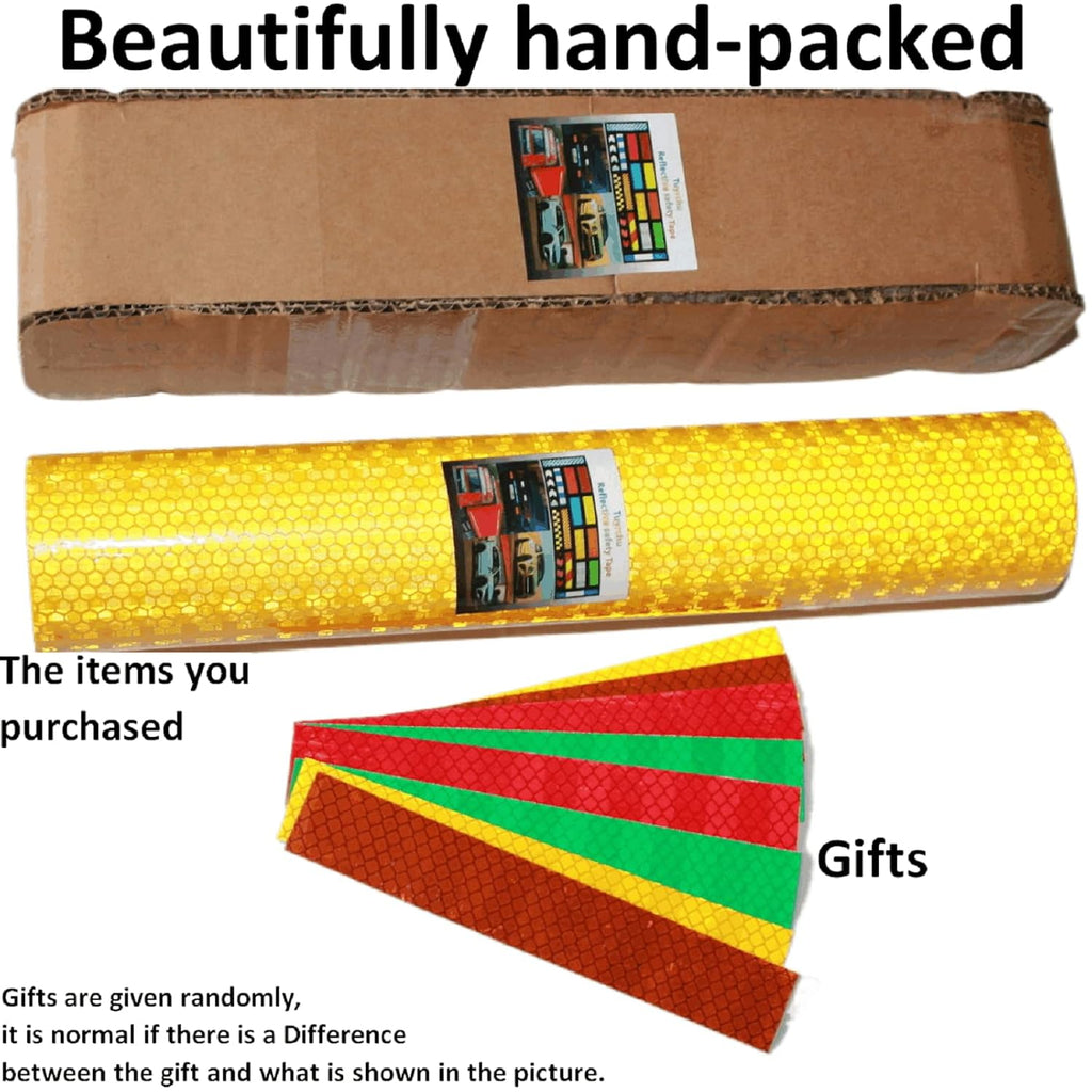 Reflective Tape Yellow 10 inch, Outdoor Waterproof High Visibility Warning Industrial Marking Tape, Safety Stickers (11 feet)