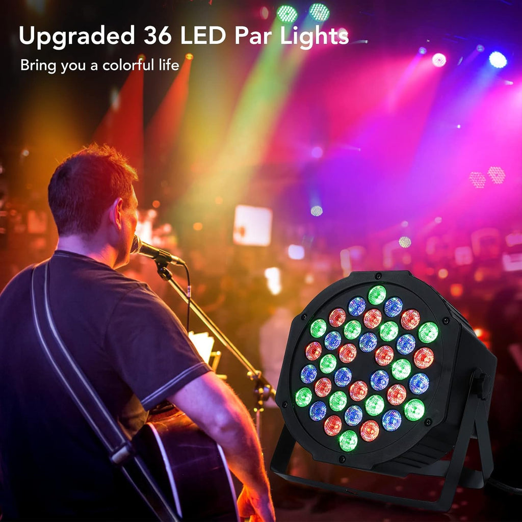 Dj Lights, 12 Pack 36 LED Par Lights Stage Lights with Sound Activated Remote Control & DMX Control, Stage Lighting Uplights for Wedding Club Music Show Christmas Holiday Party Lighting