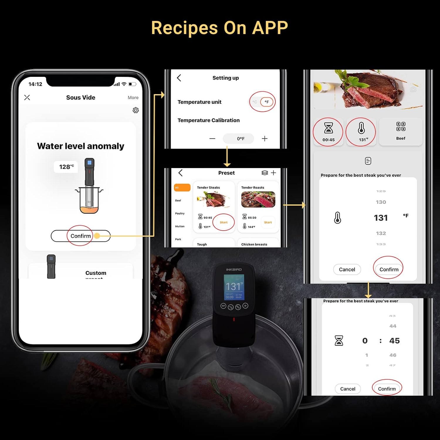 INKBIRD WIFI Sous Vide Cooker & 44PCS Vacuum Sealer Pump Sous Vide Starter Kits with 30PCS Sous Vide Bags, Recipes on APP,1000W Sous-Vide Machine for Steak