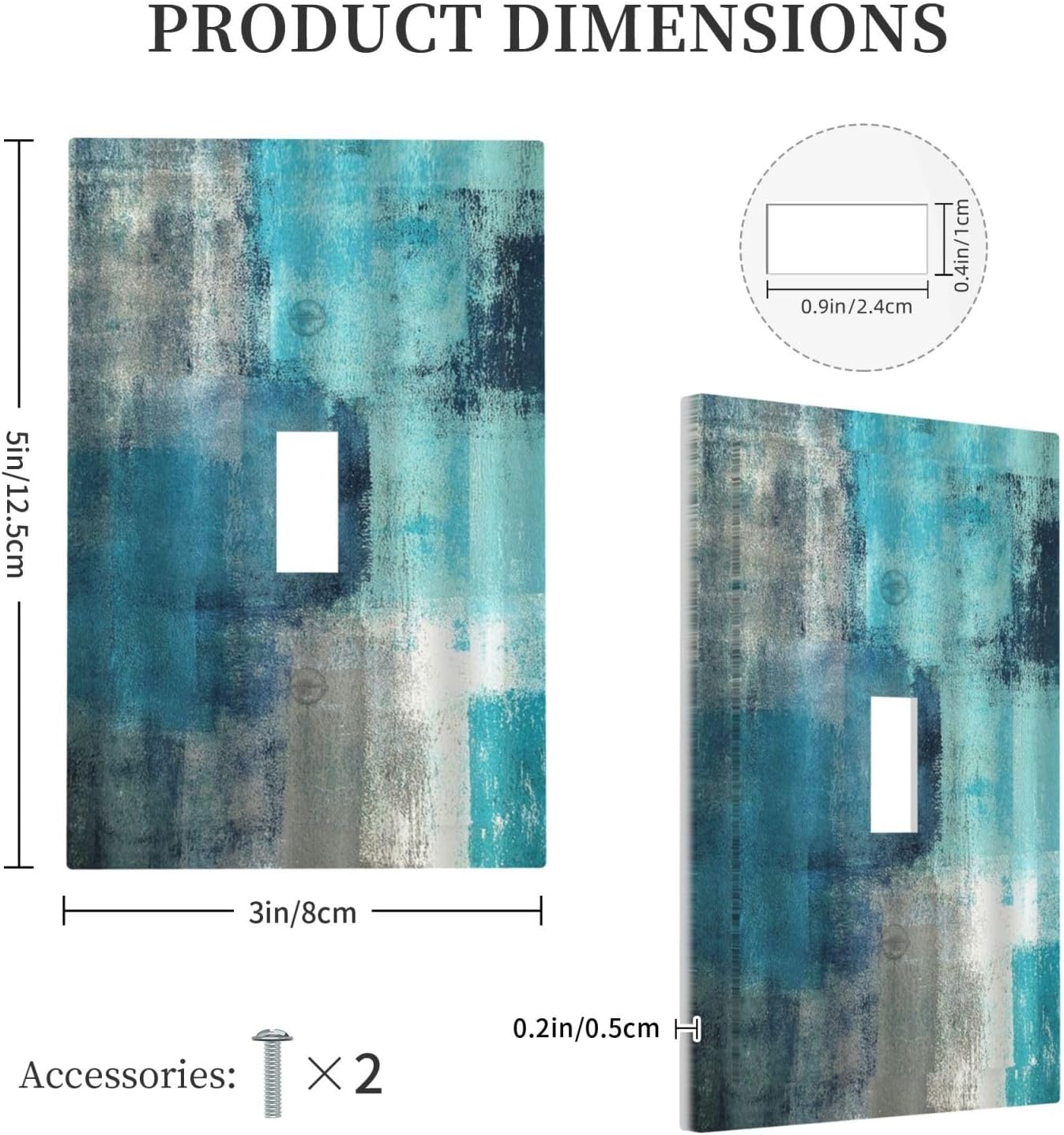 Decorative Light Switch Cover Teal Blue Modern Geometric Abstract Turquoise Green 1 Gang Single Toggle Device Electrical Faceplate Switchplates Decorator Outlet Wall Plate for living Room Bedroom