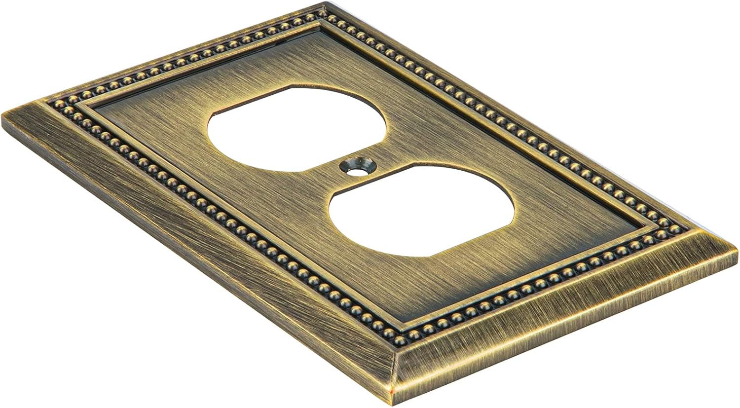 Henne Bery Sunken Pearls Heavy Duty Decorative Wall Plate Switch Plate Outlet Cover (Single Duplex, 3 Pack, Antique Brass)