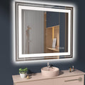 LED Bathroom Mirror, 40"X36" with Front and Backlit, Anti-Fog, Bathroom Vanity Mirror for Wall, Memory Function, Stepless Dimmable, Tempered Glass (Horizontal/Vertical)