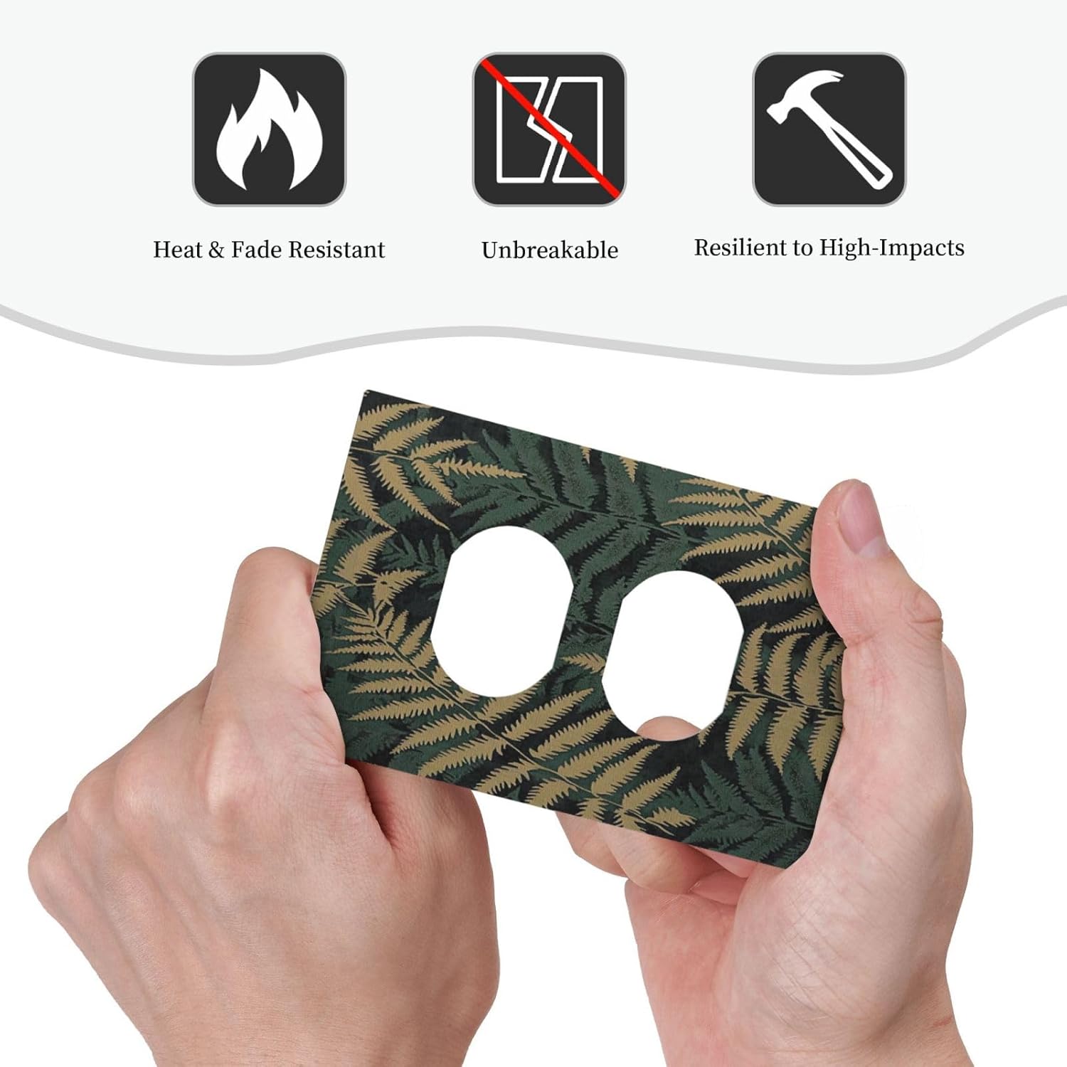 Outlet Covers Botanical Fern Green Leaf Forest 1 Gang Duplex Light Switch Cover Decorative Switch Plates Electrical Receptacle Faceplate Wall Plate For Bed Room Home Decor
