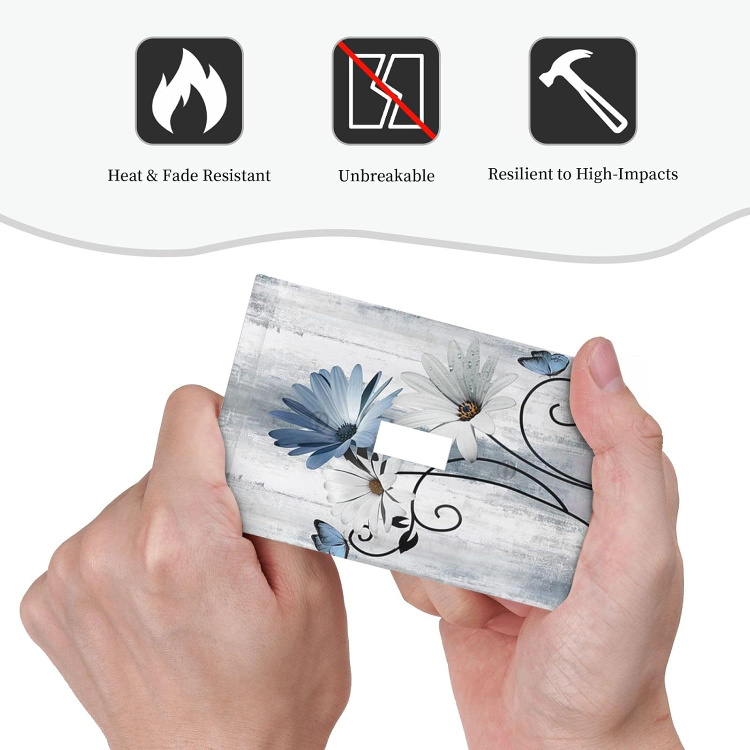 Decorative Light Switch Cover Plate Rustic Blue White Daisy Ink Flower 1 Gang Single Toggle Wall Plates for Electrical Outlets Outlet Covers Switch Plate Covers for Bedroom Home Decor