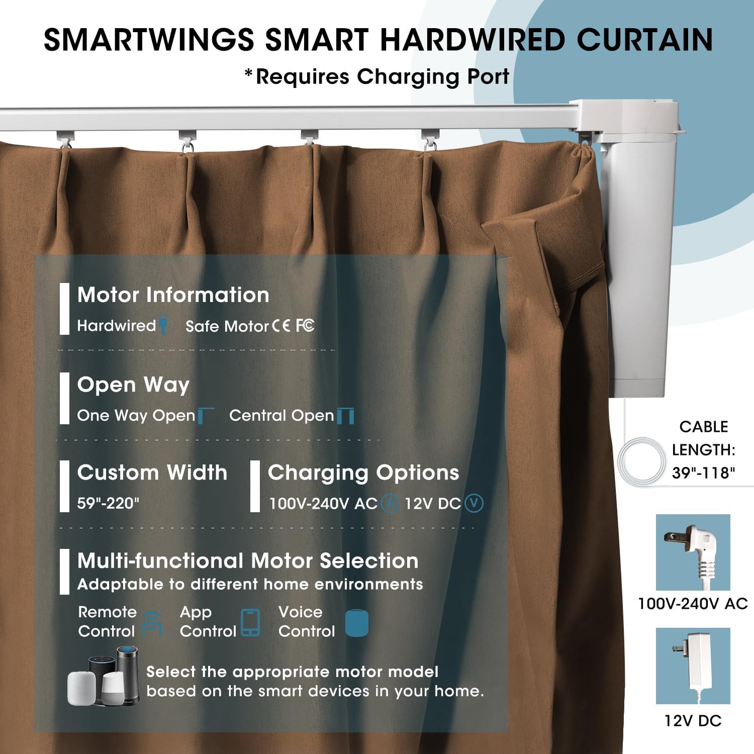 SmartWings Automatic Curtain Opener with Drapery, Motorized Vertical Blinds with Remote, Electric Closet Doors Sliding Panels Compatible with Alexa Google Homekit, 93% Blackout Brown Orange