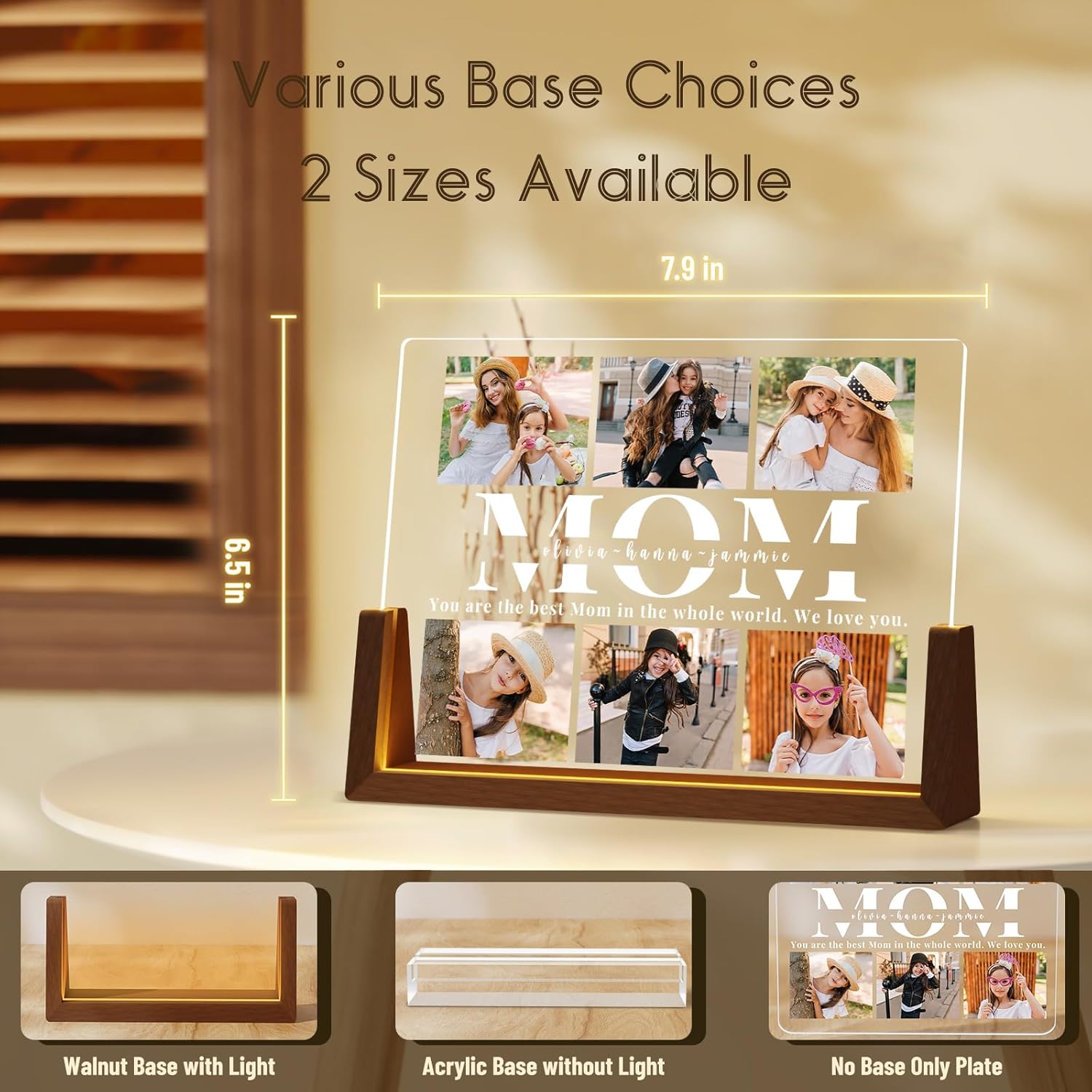 Personalized Mothers Day Picture Frame for Mom, Custom Gifts for Mother's Day from Daughter Son Kids, Customized Photos Gifts for Wife from Husband, Best Mom Ever Gifts