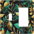 Outlet Covers Vintage Dark Green Vine Leaf Golden Plants 1 Toggle 1 Rocker Combination Decorative Wall Plate Electrical Switch Plates Light Switch Cover Plate for Bed Room Cabin Decor
