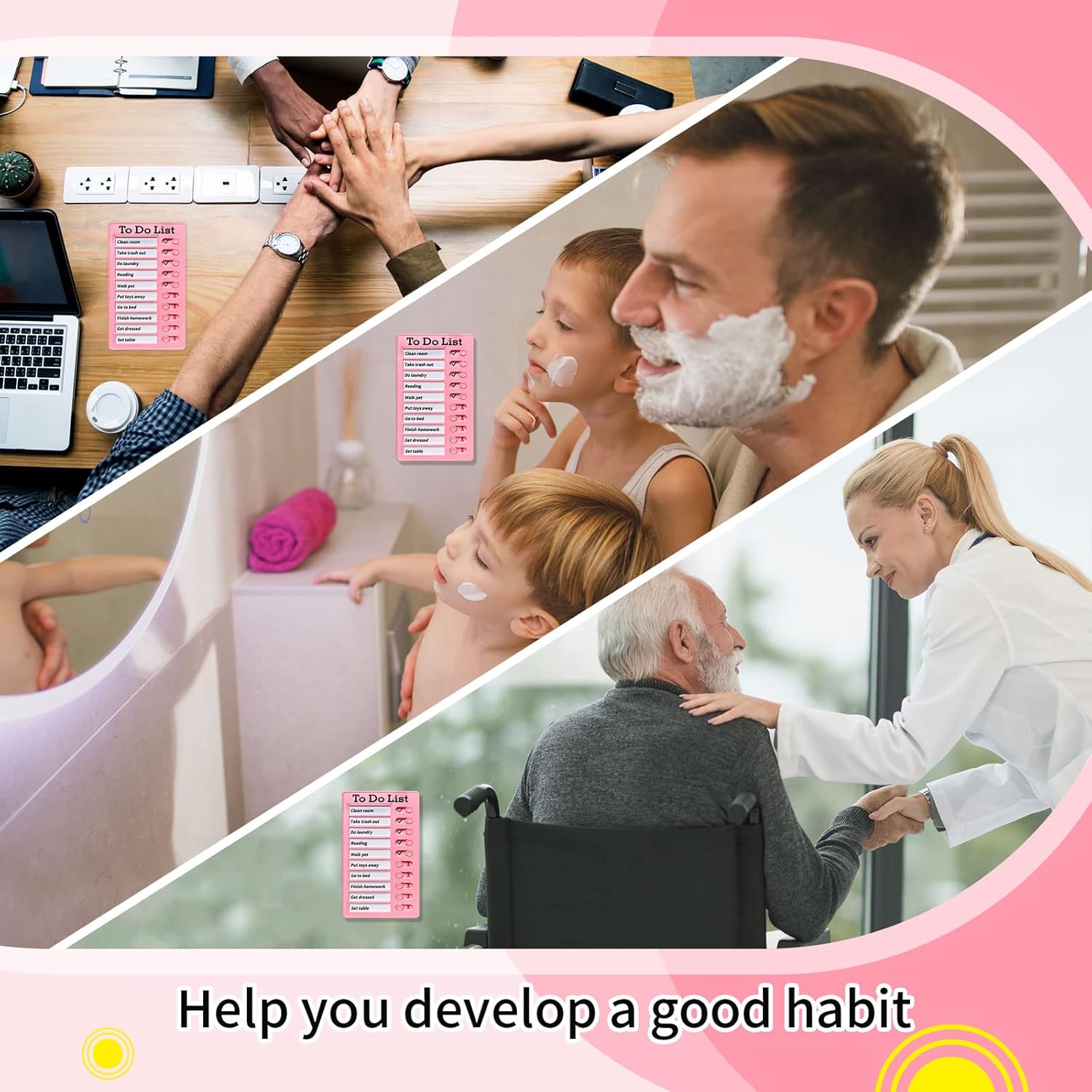 Chore Chart for Kids,To Do List, Daily Routine Chart, and Schedule Board-Checklist and Portable Memo for Efficient Task Management and Planning (pink)