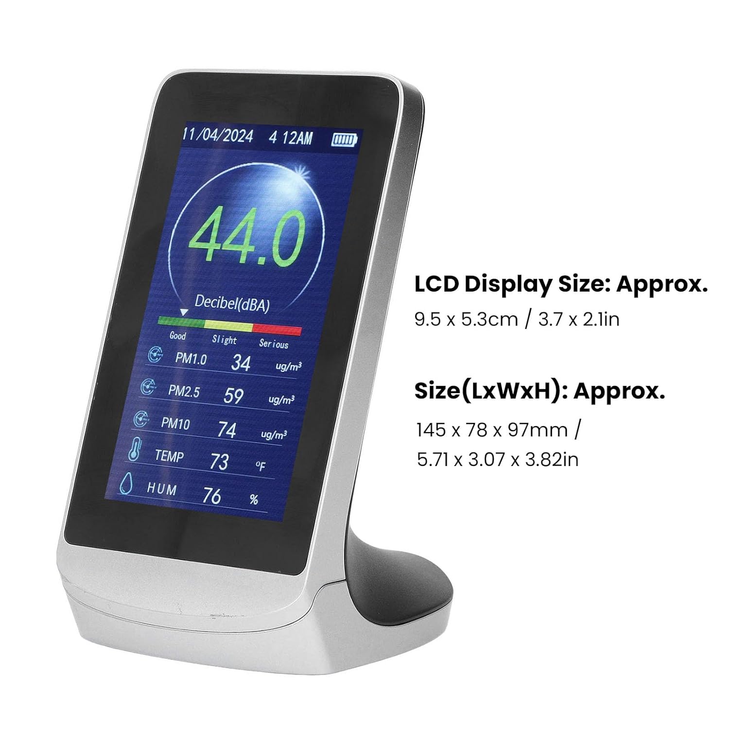 Pissente Decibel Meter Wall Hanging LCD Sound Level Reader 30130db Noise Time Temp Humidity PM 2.5 1.0 10 Teter for Home