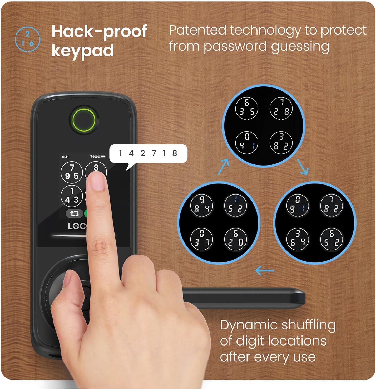Lockly Smart Lock Secure Pro (2025 Latest Version),Fingerprint Door Lock, Keyless Entry, Built-in Wi-Fi Latch, PIN Genie Keypad (Black)