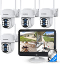 Security Camera System Outdoor Wireless for Home, ZHXINSD Dual Lens 6MP 10X Hybrid Zoom 360° Auto-Track 4 Cameras Set with 12.5" Monitor, 2.4/5G 10CH 4K NVR 24/7 Record Two-Way Audio Indoor 1TB HDD