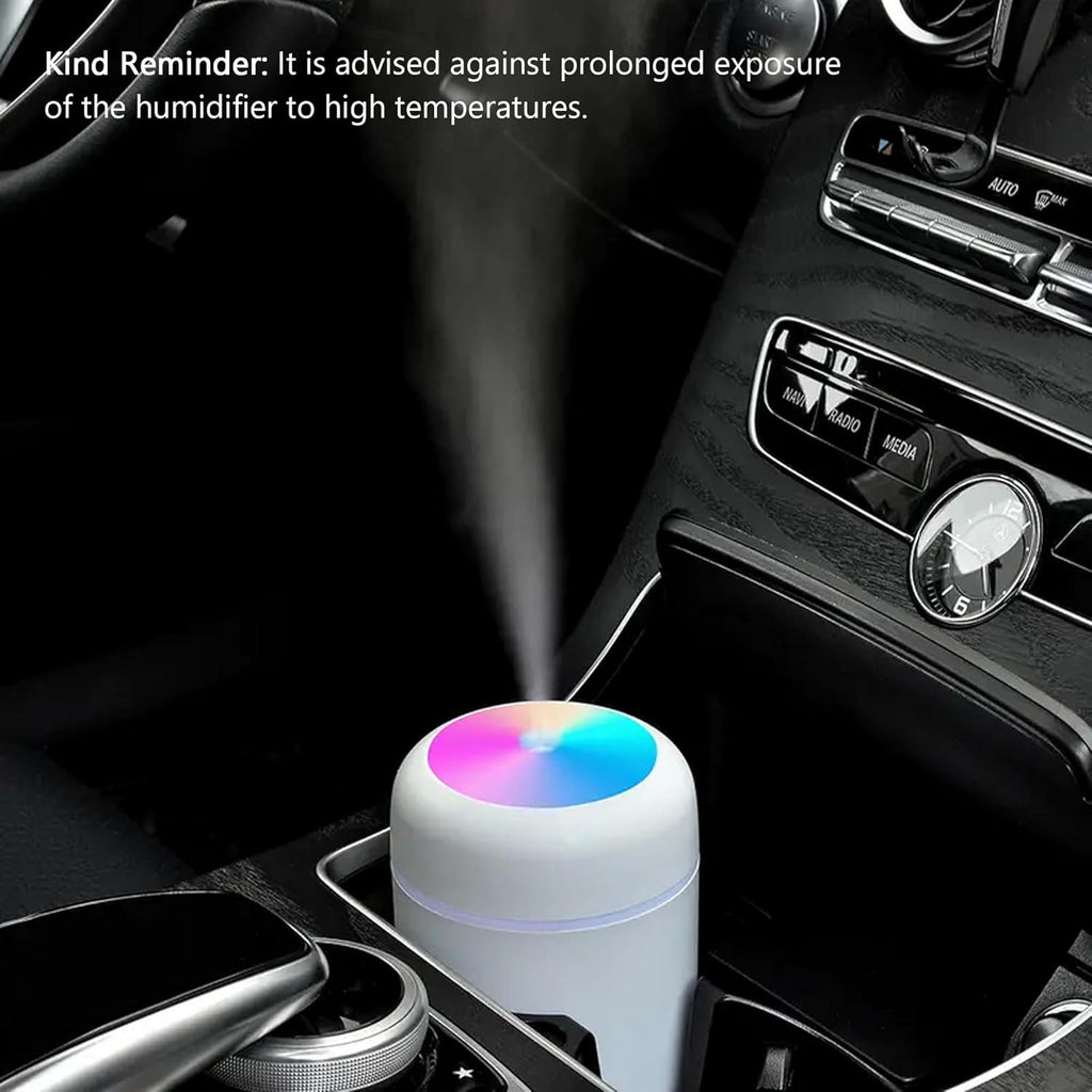 Portable Mini Humidifier, Colorful, Cool Mist, USB Powered. Perfect for Bedroom, Office & Car (300ml, Pink)