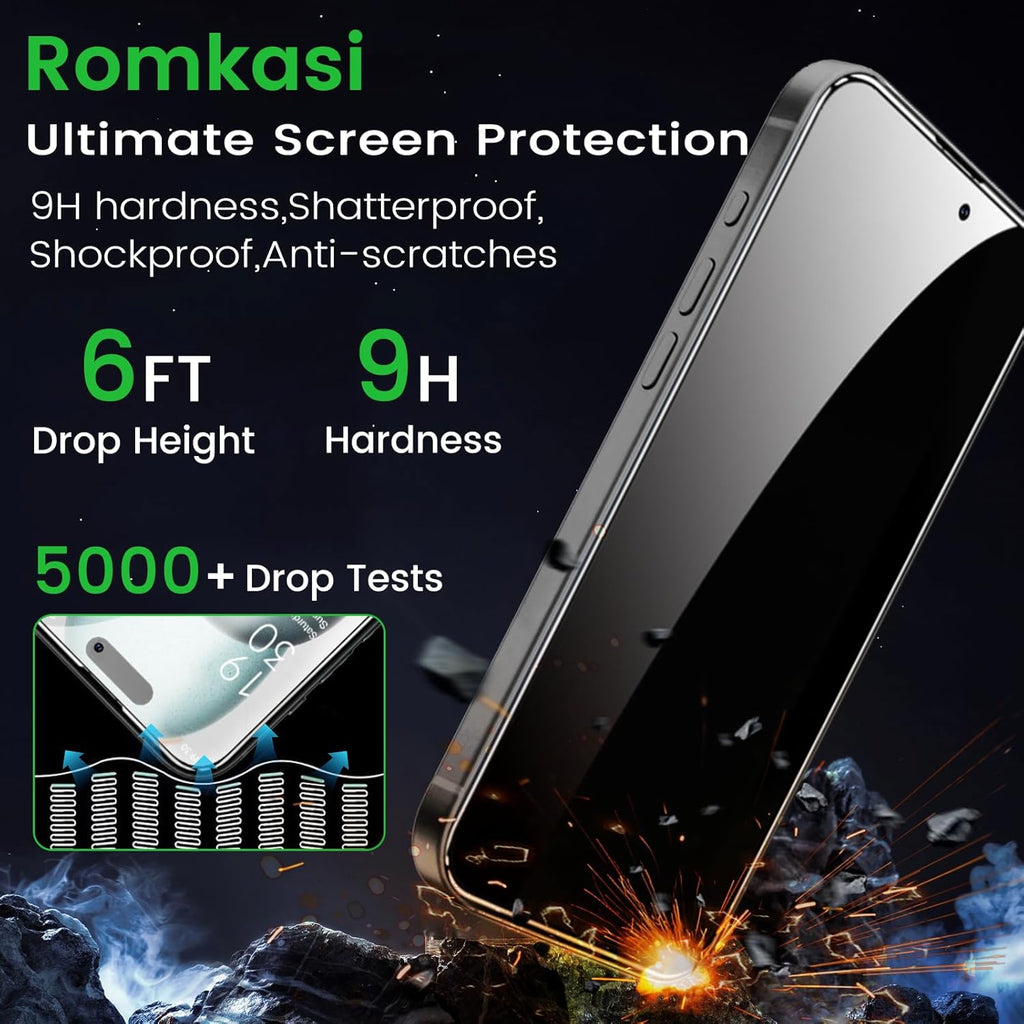4 Pack Privacy Screen Protector for iPhone 15 Plus 6.7 Inch with 4 Pack Camera Lens Protector, Anti Spy Tempered Glass Film, Anti-Scratch, Touch Sensitive, Case Friendly