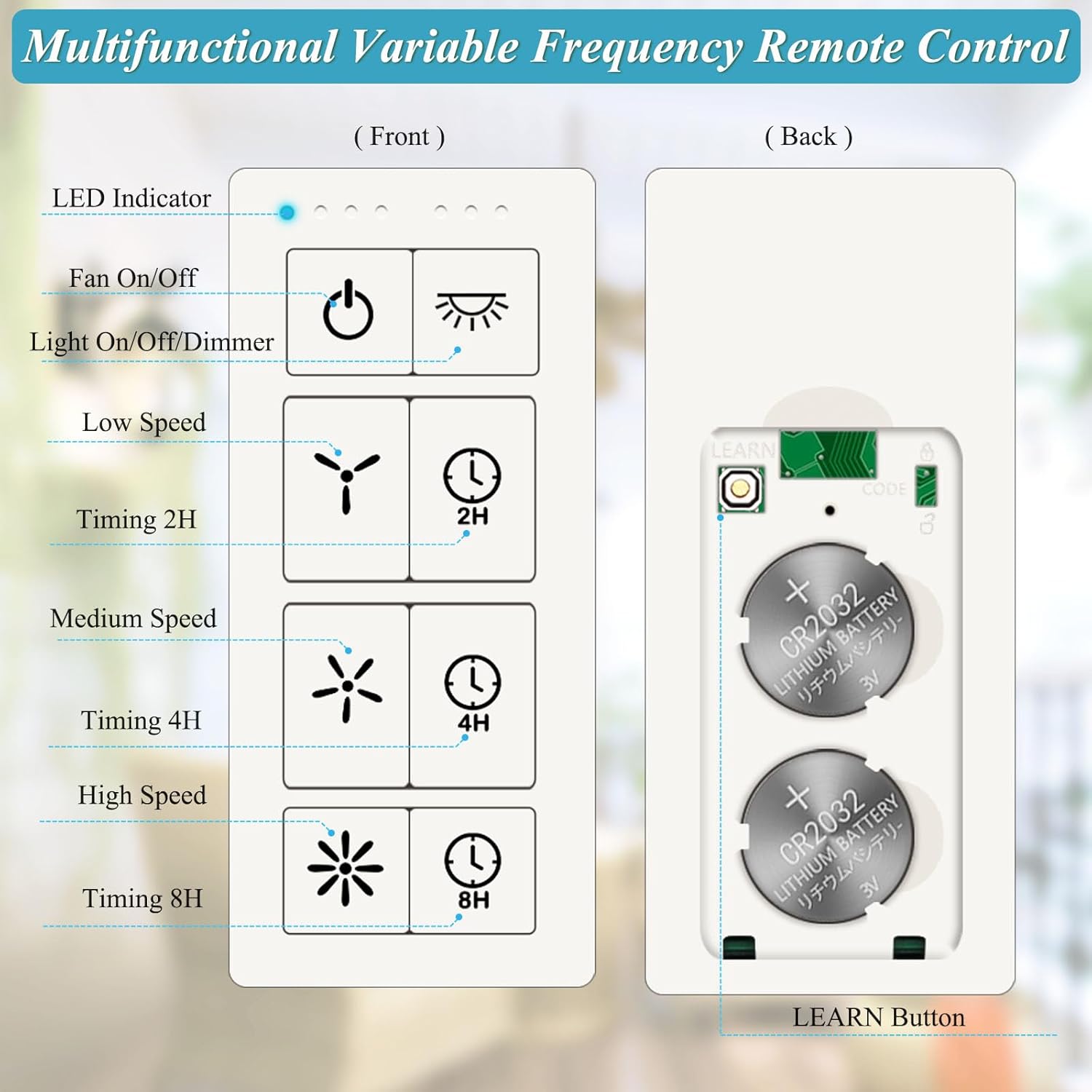 Universal Ceiling Fan Remote Control Kit, Ceiling Fan Wall Switch for 3 Speed and Light Dimmer, Compatible with Hampton Bay Harbor Breeze Hunter, 2-8H Timmer