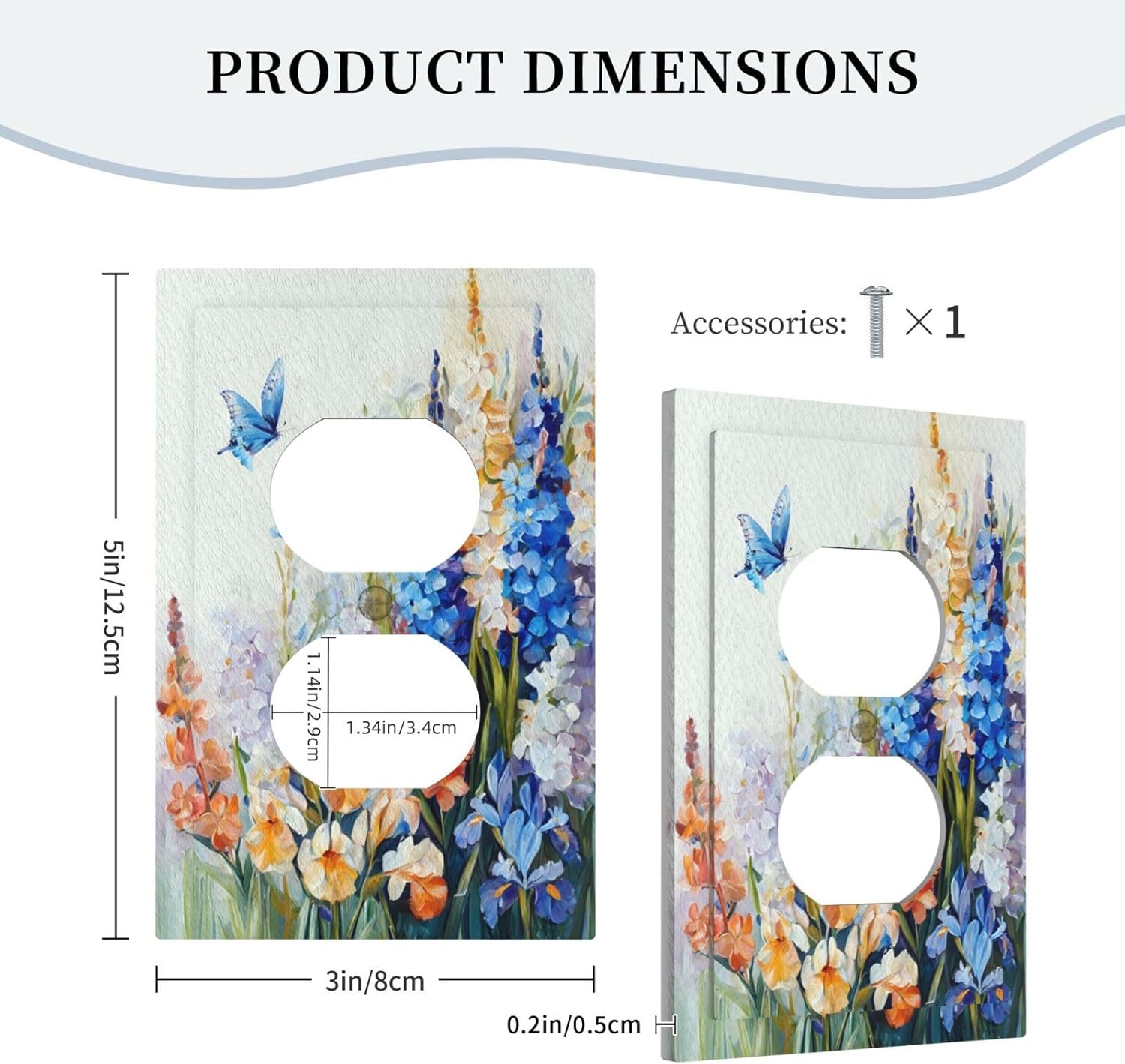 Decorative Outlet Covers Rustic Colorful Floral Garden Flowers 1 Gang Duplex Light Switch Cover Plate Unique Wall Plate Electrical Switch Plate Covers for Country Bedroom Home Decor
