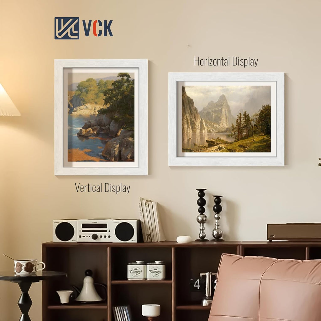 VCK 11x14 Picture Frames white Set of 6, Wide Border Wood Multi Certificate 11 x 14 Frame, Family Photos, Office Prints, Studio/Gallery Artwork, Woodgrain Series, Wall Hanging