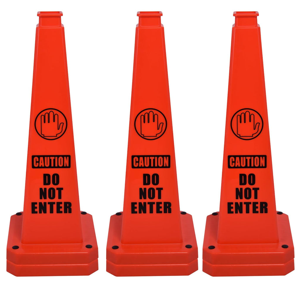 OrangeStar 6-Pack 28" Do Not Enter Cones, Large 4-Sided No Entry Message Safety Cones with Heavy Rubber Base for Indoor Outdoor Use, Traffic Control, Security, Warehouse Safety