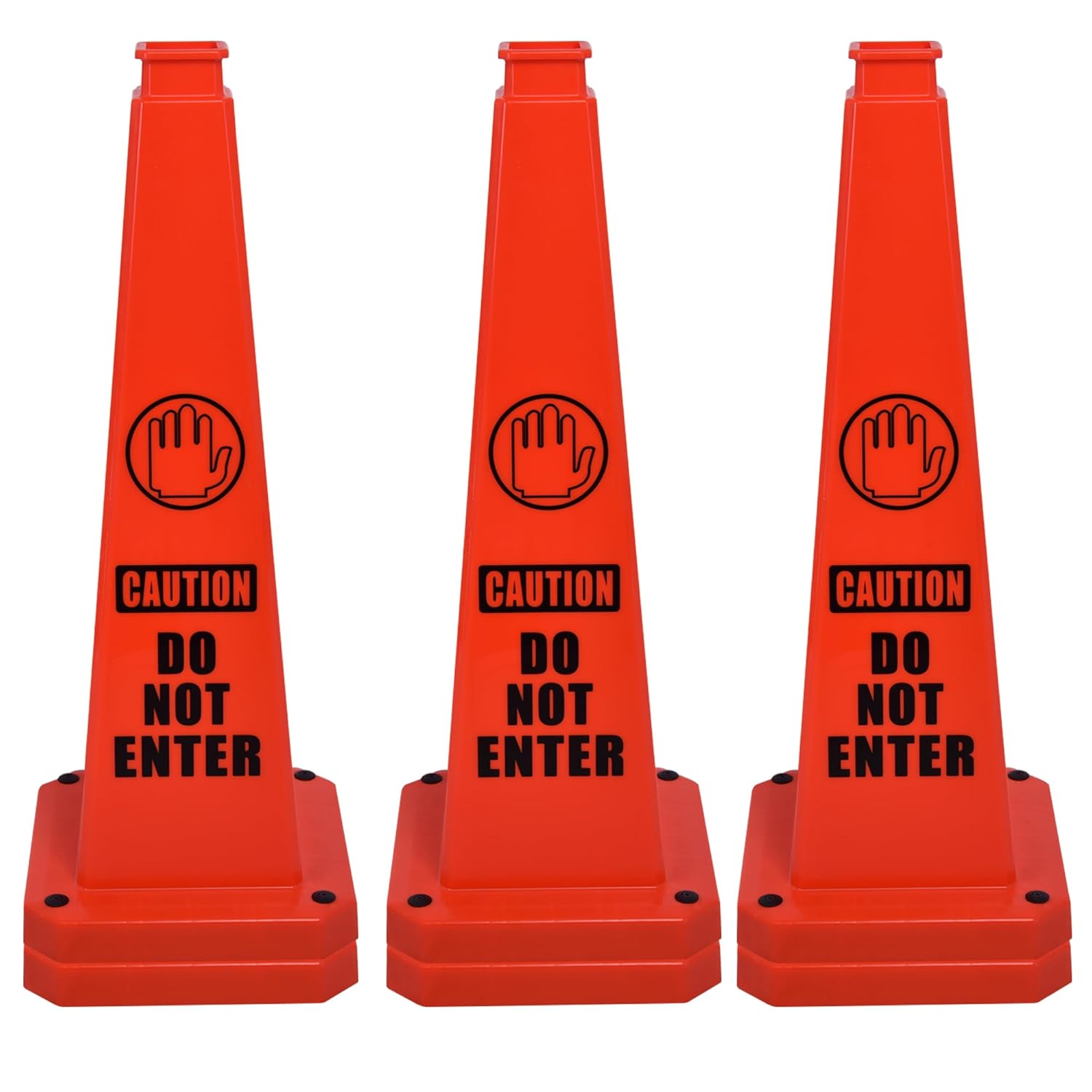 OrangeStar 6-Pack 28" Do Not Enter Cones, Large 4-Sided No Entry Message Safety Cones with Heavy Rubber Base for Indoor Outdoor Use, Traffic Control, Security, Warehouse Safety