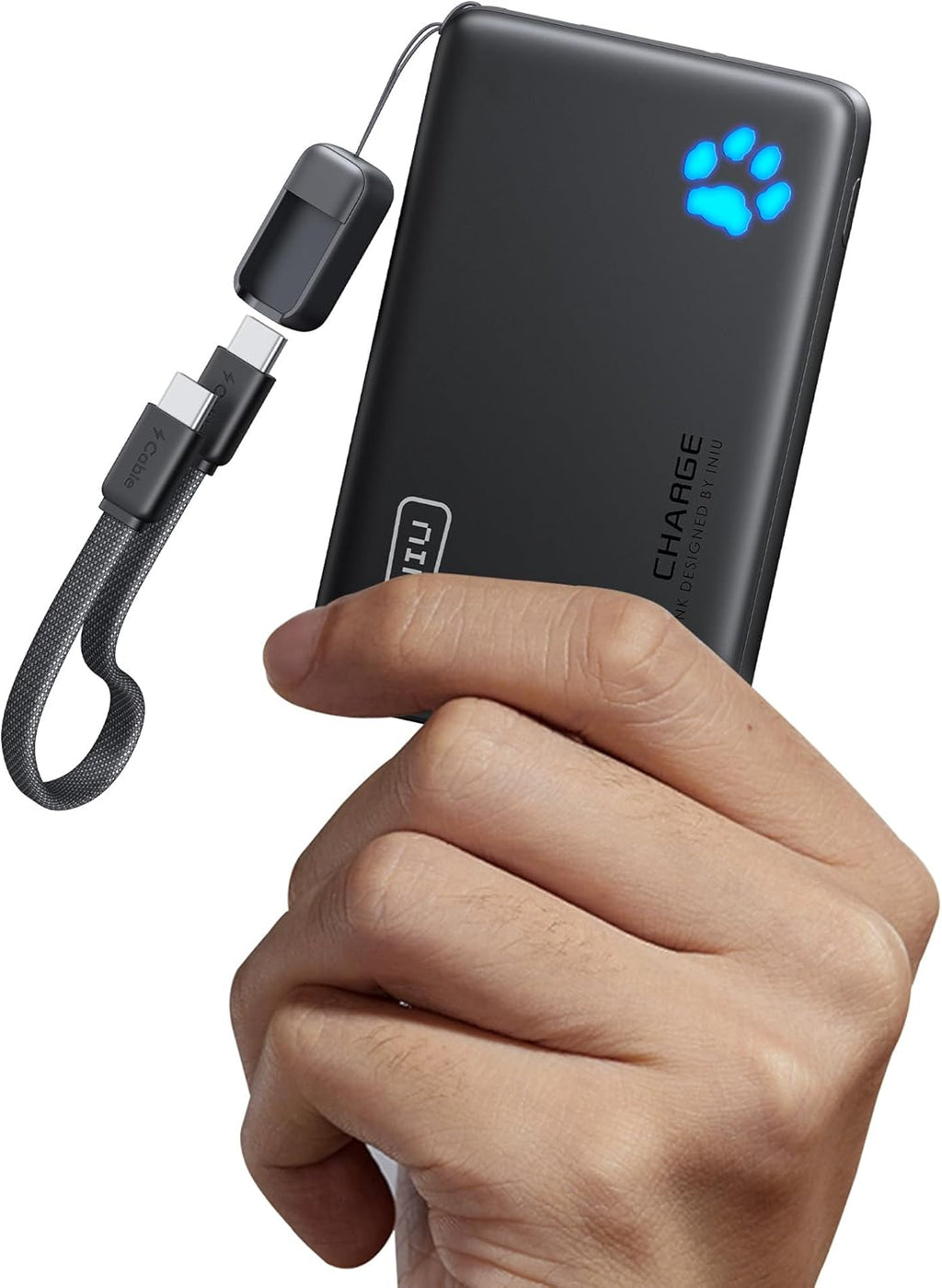 INIU Portable Charger, Ultra Slim 45W Fast Charging with Attached USB C Cable, Flight-Safe 10000mAh PD Power Bank Battery Pack, Travel Essential Phone Powerbank for iPhone 17 16 Samsung S25 Google etc