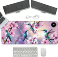 Heated Mouse Pad with 3 Temperature Settings(104°F–122°F),Large 31.5x13 Inch PU Leather Heated Desk Mat,Waterproof Warming Pad for Office,Gaming & Cold Hands Relief,Hummingbirds Flowers